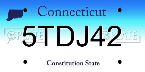 5TDJ42 Connecticut License Plate