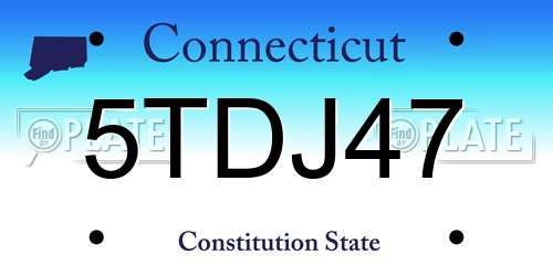 5TDJ47 Connecticut License Plate