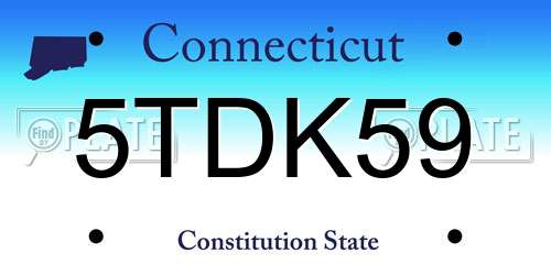 5TDK59 Connecticut License Plate