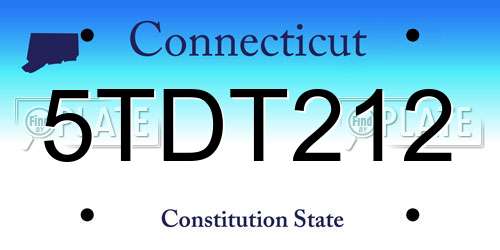 5TDT212 Connecticut License Plate