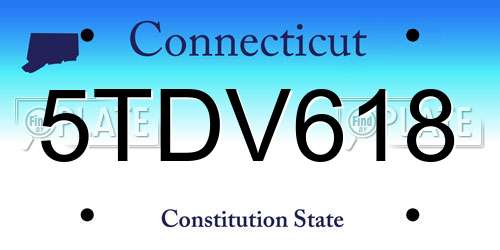 5TDV618 Connecticut License Plate