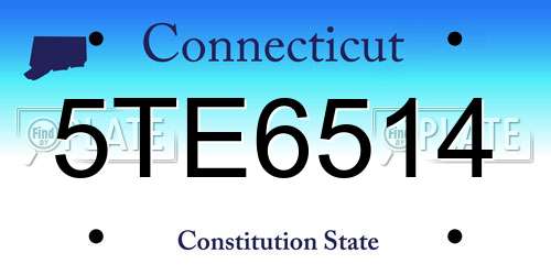 5TE6514 Connecticut License Plate