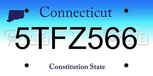 5TFZ566 Connecticut License Plate