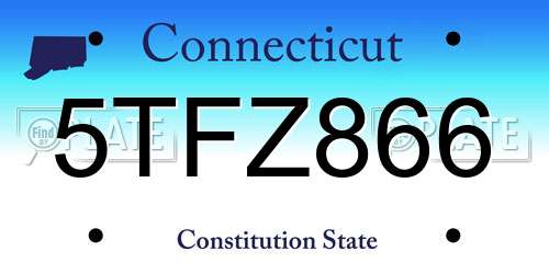 5TFZ866 Connecticut License Plate