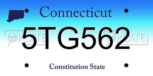 5TG562 Connecticut License Plate