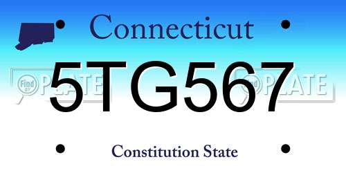 5TG567 Connecticut License Plate