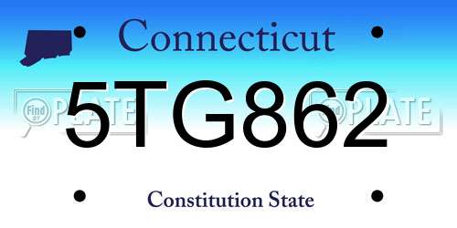 5TG862 Connecticut License Plate