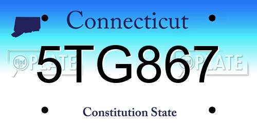 5TG867 Connecticut License Plate