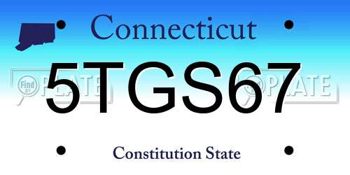 5TGS67 Connecticut License Plate