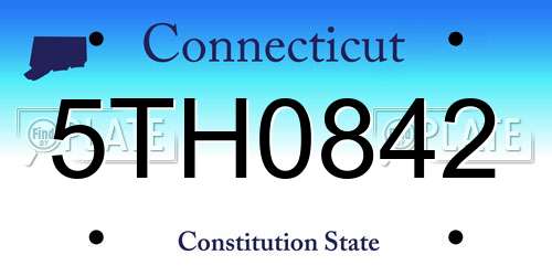 5TH0842 Connecticut License Plate