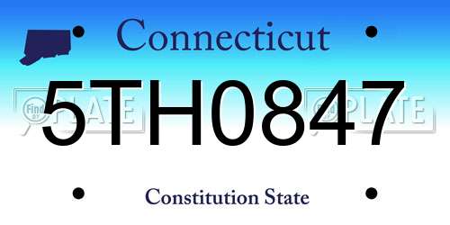 5TH0847 Connecticut License Plate