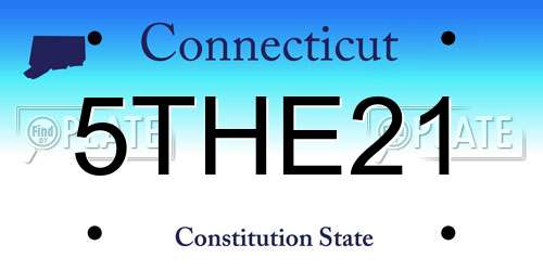 5THE21 Connecticut License Plate