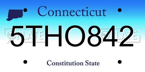 5THO842 Connecticut License Plate