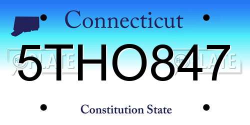 5THO847 Connecticut License Plate