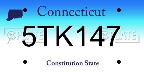 5TK147 Connecticut License Plate