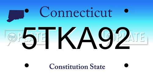 5TKA92 Connecticut License Plate
