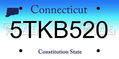 5TKB520 Connecticut License Plate