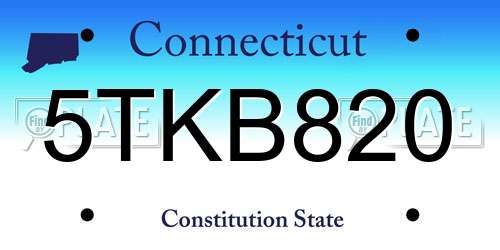 5TKB820 Connecticut License Plate