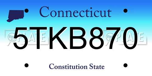 5TKB870 Connecticut License Plate