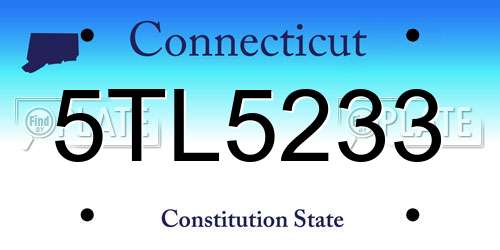 5TL5233 Connecticut License Plate