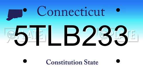 5TLB233 Connecticut License Plate