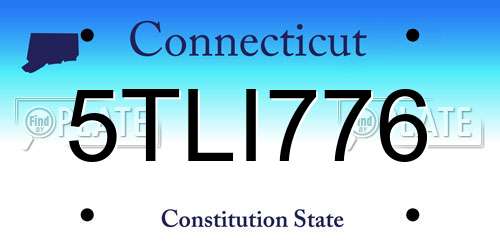 5TLI776 Connecticut License Plate