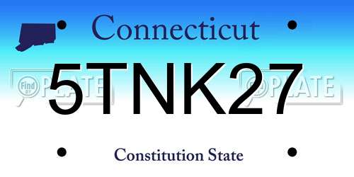 5TNK27 Connecticut License Plate