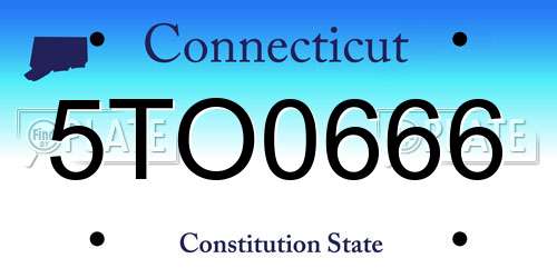 5TO0666 Connecticut License Plate