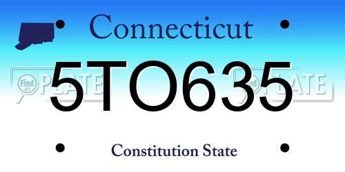 5TO635 Connecticut License Plate
