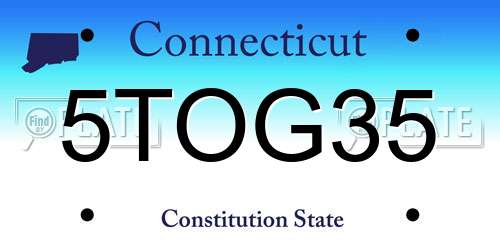5TOG35 Connecticut License Plate