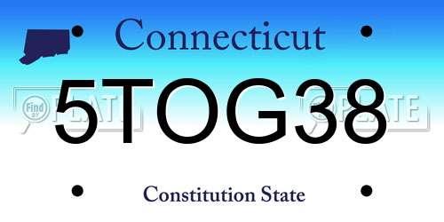 5TOG38 Connecticut License Plate