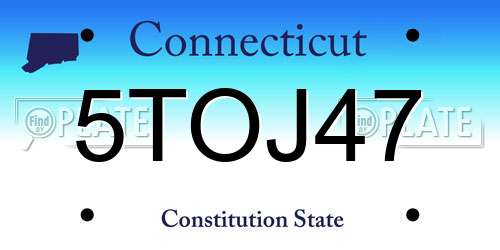 5TOJ47 Connecticut License Plate