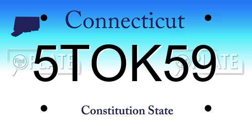 5TOK59 Connecticut License Plate