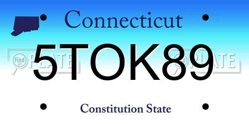 5TOK89 Connecticut License Plate