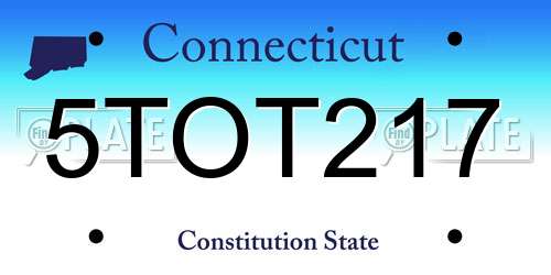 5TOT217 Connecticut License Plate