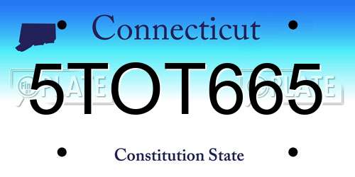 5TOT665 Connecticut License Plate