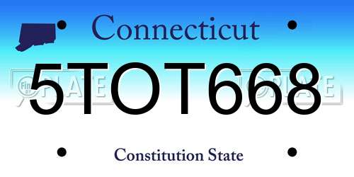 5TOT668 Connecticut License Plate