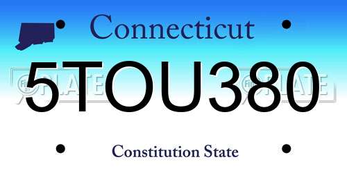 5TOU380 Connecticut License Plate