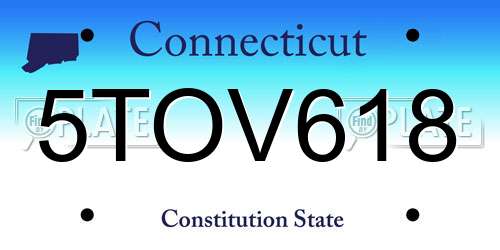 5TOV618 Connecticut License Plate