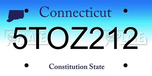 5TOZ212 Connecticut License Plate