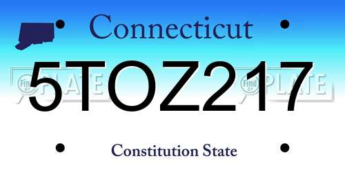 5TOZ217 Connecticut License Plate