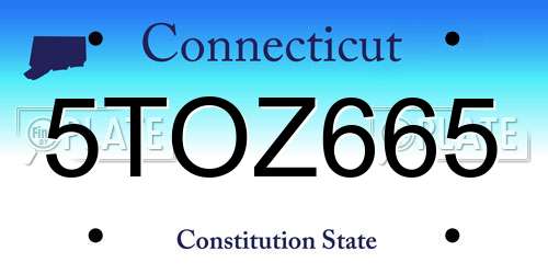 5TOZ665 Connecticut License Plate