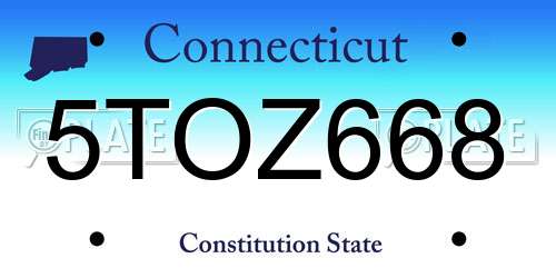 5TOZ668 Connecticut License Plate