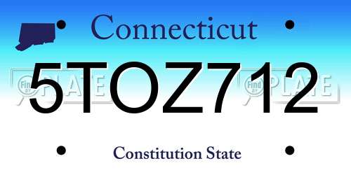 5TOZ712 Connecticut License Plate