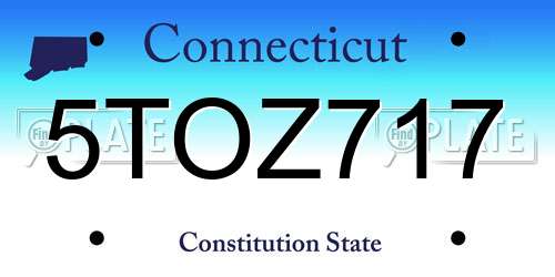 5TOZ717 Connecticut License Plate