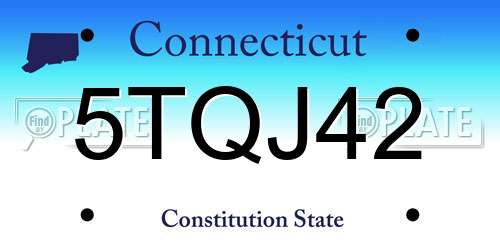 5TQJ42 Connecticut License Plate