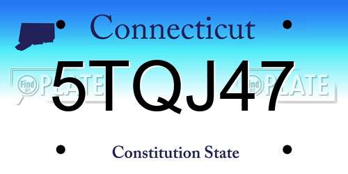 5TQJ47 Connecticut License Plate