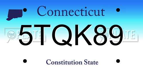 5TQK89 Connecticut License Plate