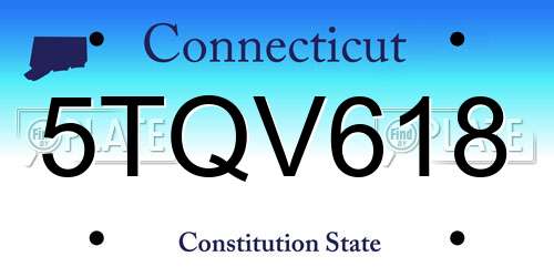 5TQV618 Connecticut License Plate