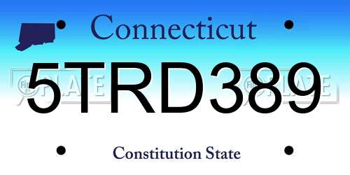5TRD389 Connecticut License Plate